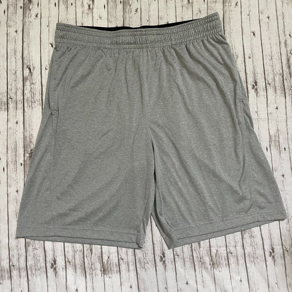 Reebok Shorts Mens Large Gray Running Jogging Athletic Sports Workout Pockets